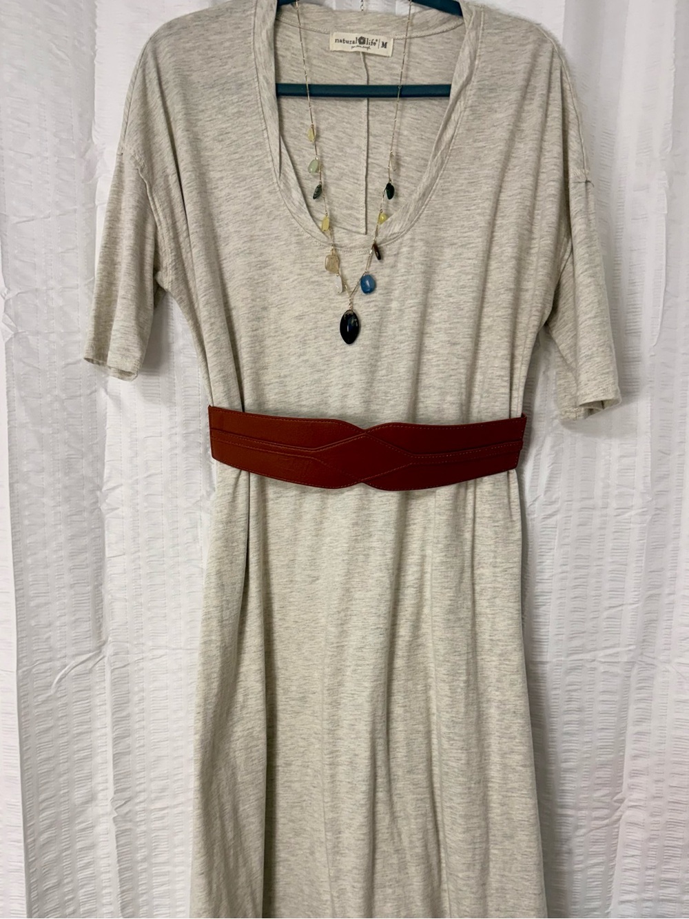 NATURAL LIFE Relaxed Fit Light Heather Gray Midi Dress